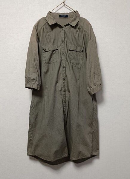 膝丈 シャツワンピース 七分袖 chocol raffine robe