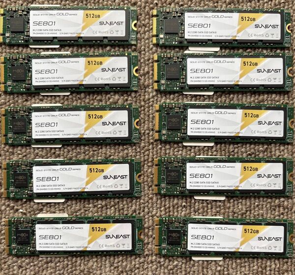 新品同様 m2 SSD 512GB 10枚セット 通電確認のみ 送料無料 m2-SATA
