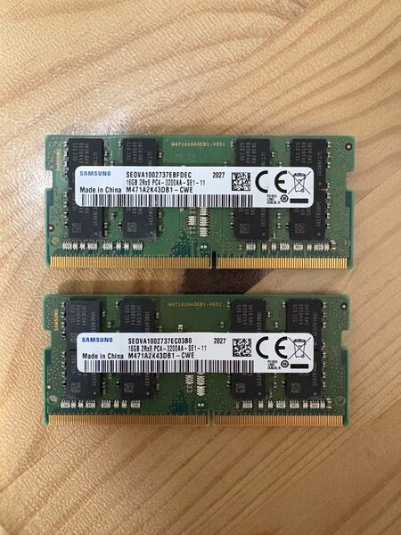 DDR4 32GB 16GB*2枚 SO-DIMM ノートPC用メモリ メモリ 送料無料 SAMSUNG PC4-3200AA