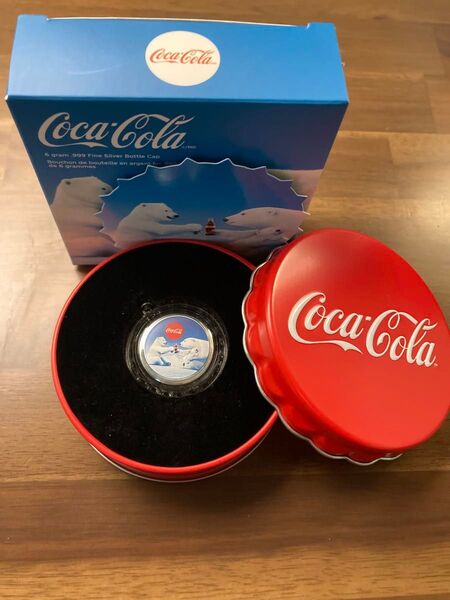 新品未開封 限定コカコーラ シルバー ホッキョクグマ30周年記念 ボトルキャップオーナメントボックス付 プルーフカラー 純銀 銀貨