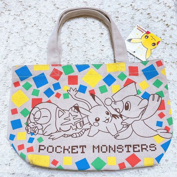 ポケモン ランチ ミニ トートバッグ アシマリ ピカチュウ ニャピー モクロー ポケットモンスター マチ付バッグ サン&ムーン