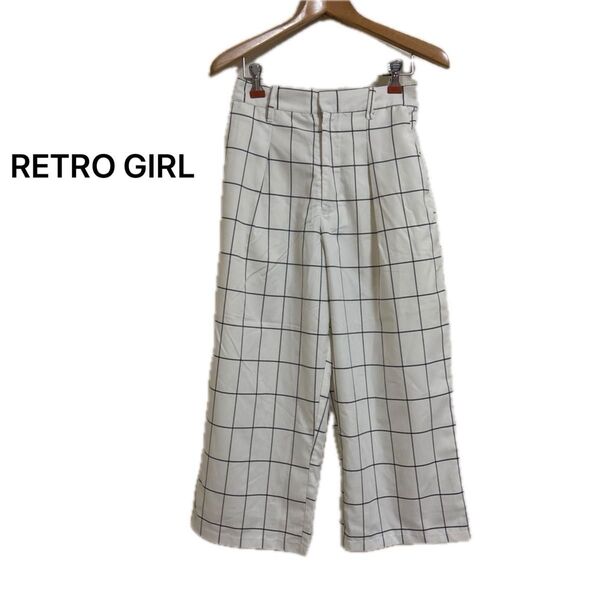 RETRO GIRL レトロガール ワイドパンツ チェック クロップドパンツ