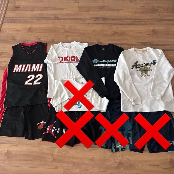 ジョーダン、MIAMIバスケットボールジャージなどバスケ用練習着セット5点