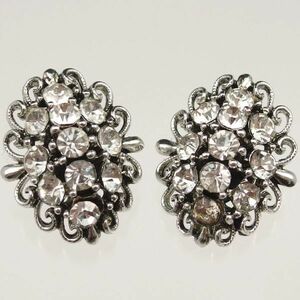 A2548* clear rhinestone . ornament ... Vintage earrings *