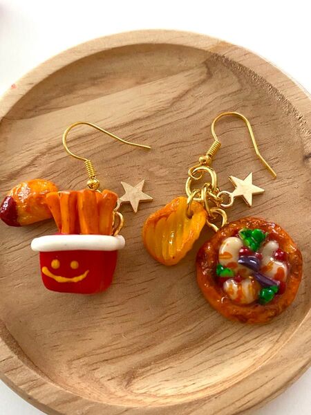 ピアス ハンドメイド ポテト ピザ ピアス 食品サンプル ミニチュアフード フェイクフード