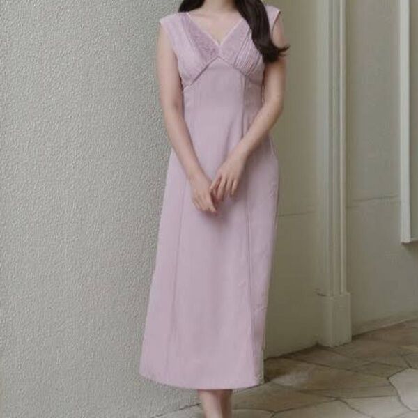 Lace Trimmed Jacquard Dress ワンピース