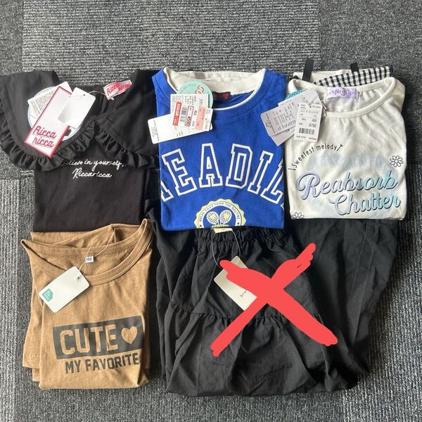 新品 女の子 140㎝ まとめ売り 袖なし カットソー 襟付き 半袖 ワンピース Tシャツ セット プリント 半袖 女の子