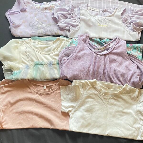 【まとめ売り・バラ売り可】キッズ Tシャツセット 130cm ピンク 白 紫 花柄