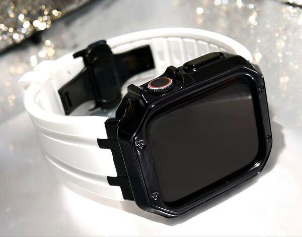 WB★Apple Watchバンド ラバーベルト カバー ケース 38.40.41.42.44.45.46.49mm ステンレス