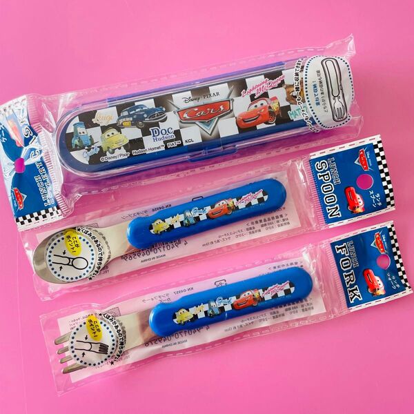 ディズニー カーズ スプーン、フォーク、ケース カトラリーセット 弁当 青
