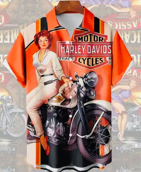 50’s ハーレー アロハ アメリカン 開襟シャツ XL