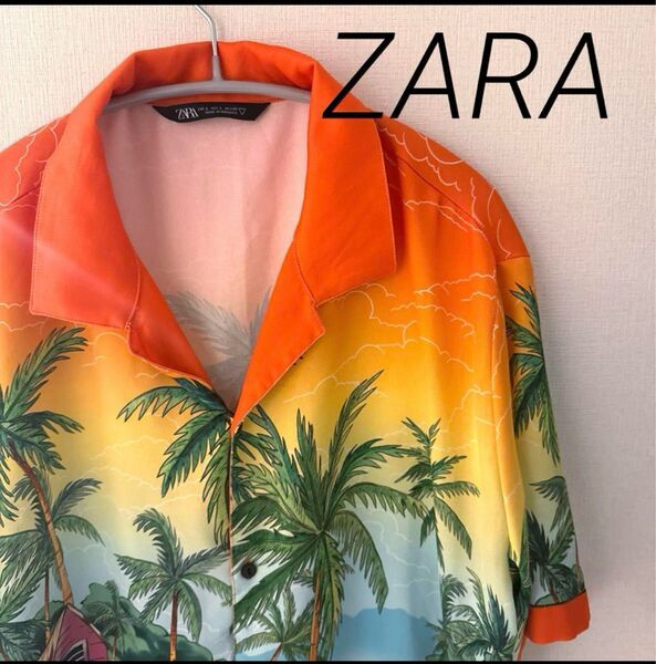 ZARA 総柄シャツ 半袖 Lサイズ メンズ ザラ アロハシャツ