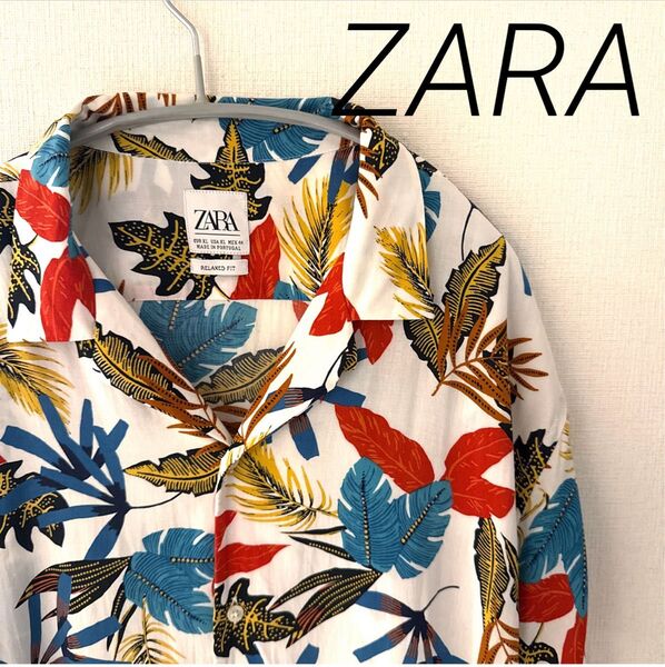 ZARA 総柄レーヨンシャツ 半袖 アロハシャツ 開襟シャツ ザラ メンズ