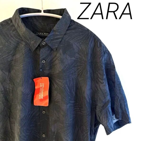 ZARA 未使用品 タグ付き 半袖シャツ 総柄シャツ メンズ ザラ XXL