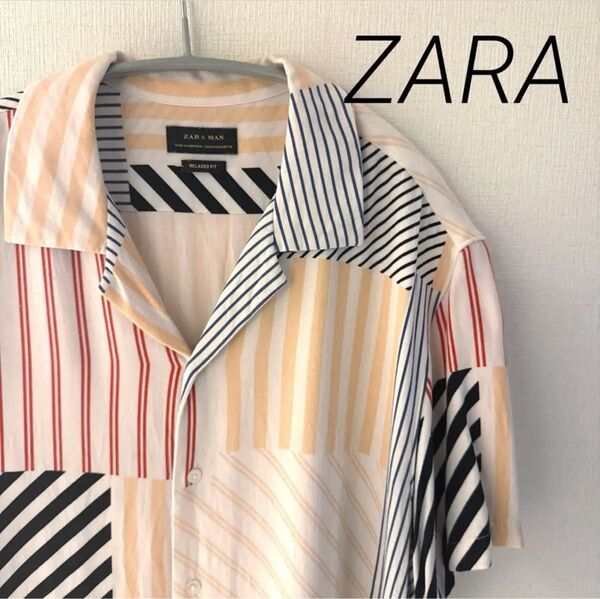 ZARA 総柄シャツ 半袖 開襟シャツ メンズ ザラ Mサイズ
