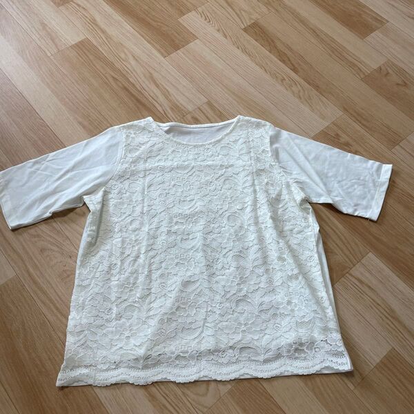レースの カットソー Tシャツ 半袖 白 トップス☆未使用
