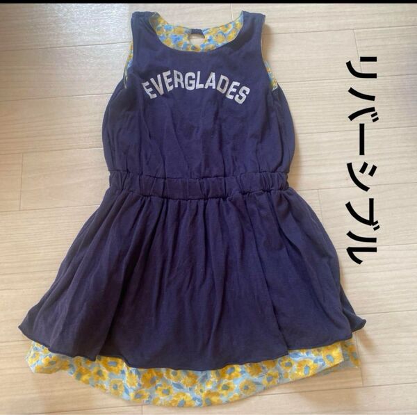ノースリーブ 花柄 ワンピース リバーシブル グローバルワーク 120