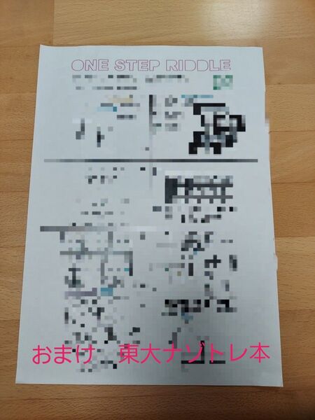 謎解き 家謎 持ち帰り ONE STEP RIDDLE 東大ナゾトレAnother visionからの挑戦状第1巻 おまけ
