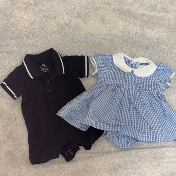 H&M ベビー服 2点セット ロンパース ワンピース 新生児向け 60サイズ
