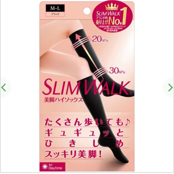 SLIM WALK 美脚ハイソックス ブラック M-L