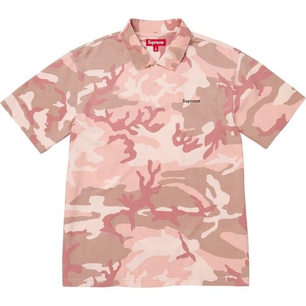 サイズM Supreme Washed Camo Polo "Pink Camo" シュプリーム ポロシャツ カモ ピンク
