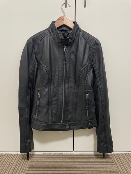 Harufレザージャケット MARINDABK シングルライダース レディースM 羊革