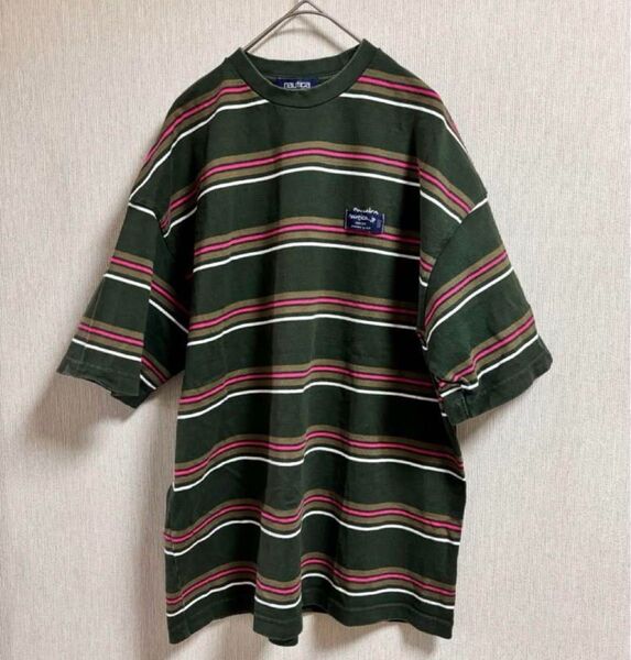 ノーティカ 半袖 カットソー Tシャツ ボーダー グリーン マルチカラー メンズ トップス