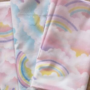 3枚セット 空と虹柄 パステルカラー ハンドメイド ハギレ 生地