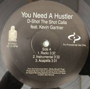 WESTSIDE / US PROMO ONLY / 必聴 D-SHOT THE SHOT CALLA / YOU NEED A HUSTLER FEAT KEVIN GARTNER / MONEY ON MY MIND FEAT BOSKO E-40