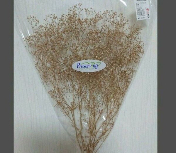 かすみ草カスミ草ゴールドプリザーブドフラワードライフラワーハンドメイド花材フラワーアレンジメント