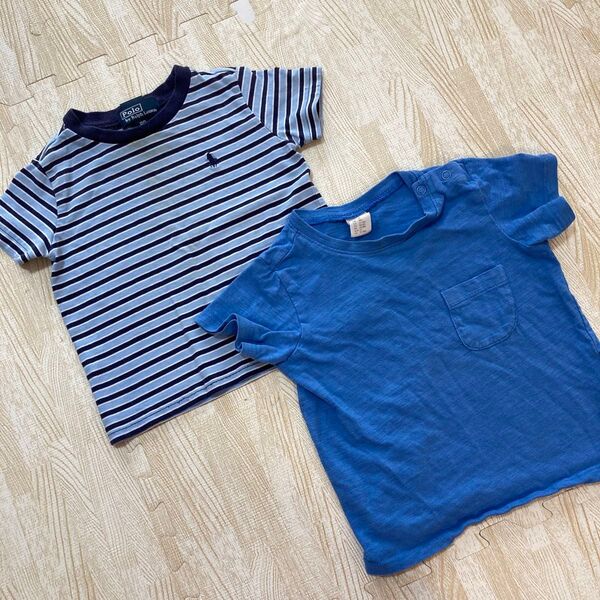 ポロラルフローレン H &M Tシャツ 80 ボーダー 水色 男の子 2枚セット