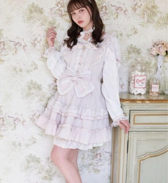 LIZLISA ティアラリボンティアードワンピース ピンク