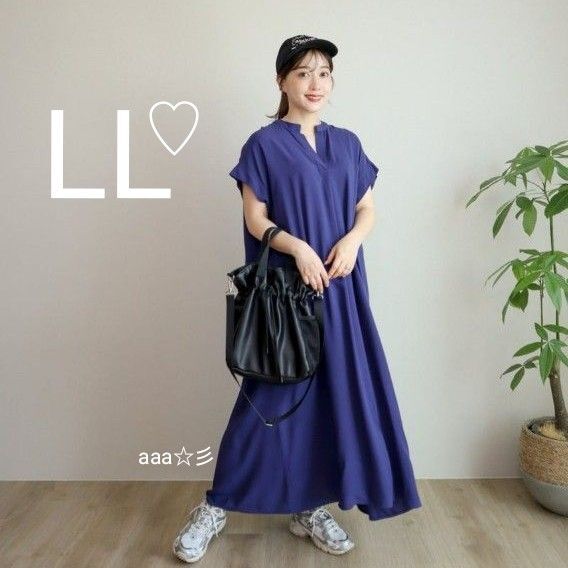 新品 しまむら tera スキッパーワンピース LLサイズ ブルー terawear てら 半袖