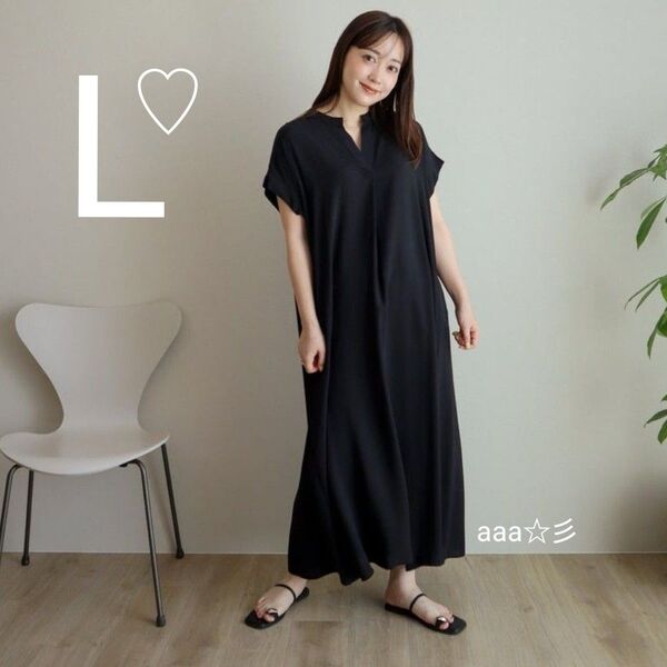 新品 しまむら tera スキッパーワンピース Lサイズ 黒 ブラック terawear てら 半袖