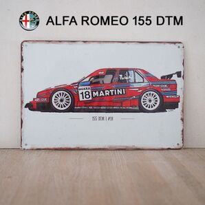 Alfa Romeo 155 DTM メタルサイン ブリキの看板 アルファロメオ マルティーニ ガレージ 雑貨