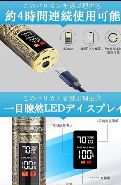 バリカン LRCUOPY 電動バリカン ヘアカッター 散髪用 USB充電式 コードレス