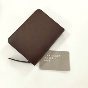 未使用品 マーガレットハウエルアイデア レザーウォレット ベンジャミン 折り財布 ラウンドファスナー ブラウン系