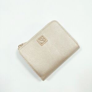 新品 PINKY&DIANNE L字ファスナー折り財布 本革 エフェクトリザード ピンキー&ダイアン ゴールド 牛革