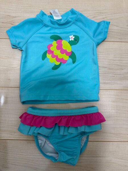 GYMBOREE 水着 12-18m ベビー水着 上下セット 80cm 女の子 カメ タートル フリル