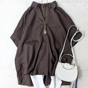 美品♪バンヤードストーム BARNYARDSTORM リネンスキッパーシャツ 茶