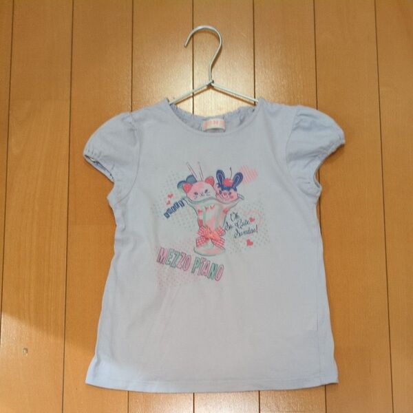 メゾピアノ 半袖Tシャツ キュートな装飾 130㌢ 美品 薄いラベンダー色