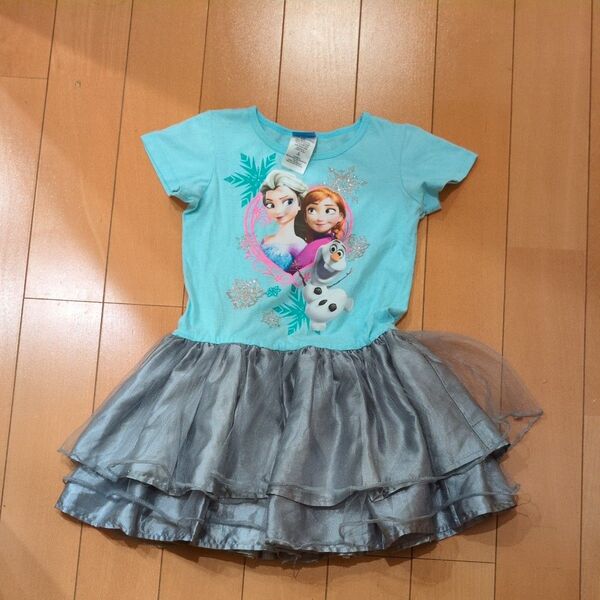 アナ雪ワンピース 女の子 半袖 7Mサイズ 子供服 ドッキングワンピース ロスディズニーランドで購入