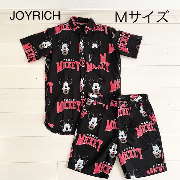 美品 JOYRICH ディズニー ミッキー 半袖シャツ Mサイズ セットアップ 上下 ブラック