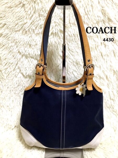 COACH コーチ トートバッグ ハンドバッグ 肩掛け ワンショルダー レザー キャンバス 4430