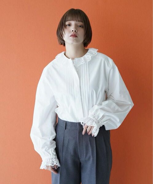 シンゾーン THE SHINZONE フリルカラー レースブラウス 白 24ss