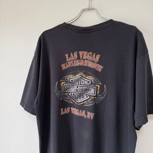 USA製 Harley-Davidson ハーレーダビッドソン Tシャツ 両面プリント スカル ブラック XL