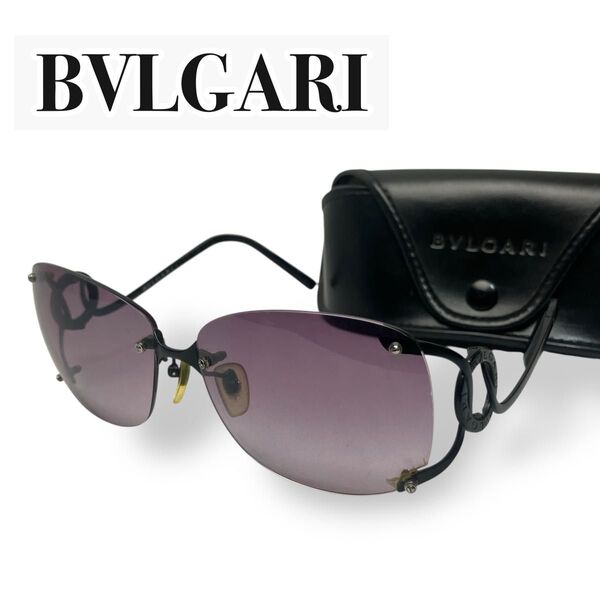 BVLGARI ブルガリ サングラス サークルロゴ 6040 359/3C パープル ティアドロップ リムレス