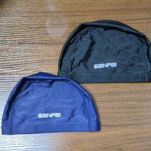 BANFEI 水泳帽 スイムキャップ ブラック ネイビー 2個セット