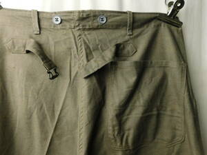 30s40s50s Vintage military Sweden army back sinchi attaching cotton work pants dead stock 