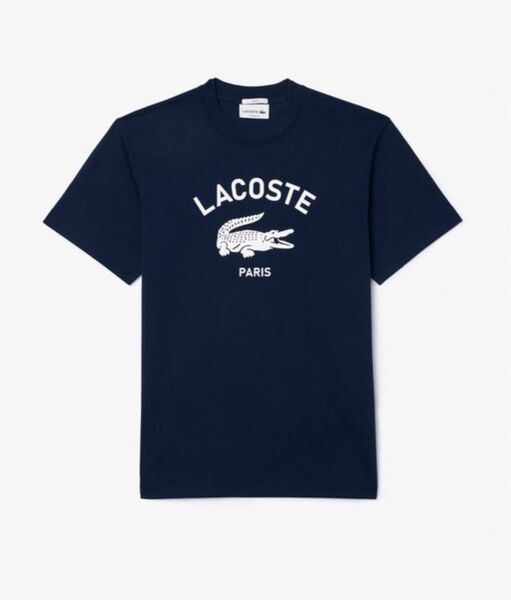 ラコステ ヘビーウェイトアーチネームカレッジロゴプリント Tシャツ ダークネイビー Mサイズ 新品/送料無料